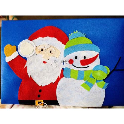 圣诞老人和雪人不织布布贴画()**merry christmas!