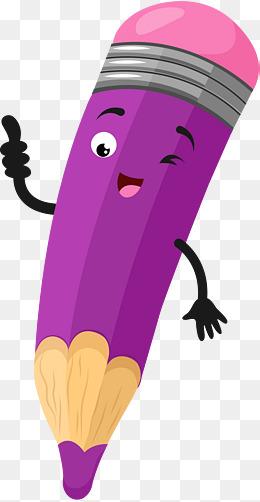 紫色卡通铅笔