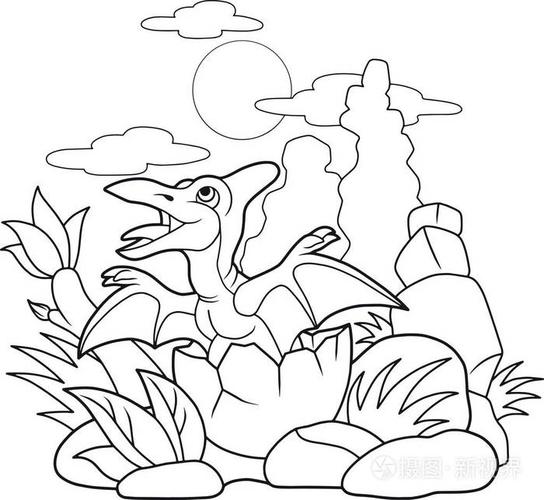 由蛋孵化出来的可爱翼龙