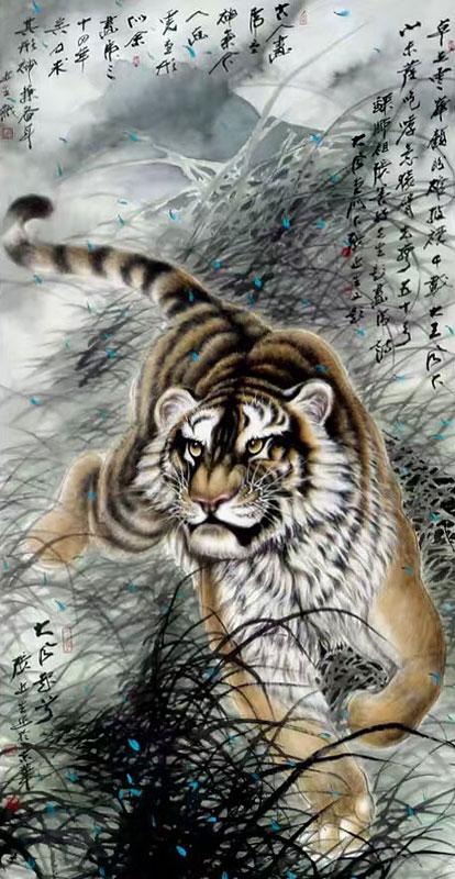 张近生【张大千第二代弟子】动物画作品-猴_虎_鸡_龙