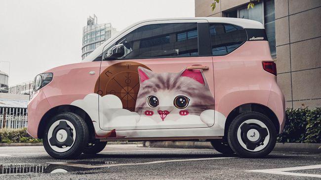 苏州无二汽车贴膜丨五菱宏光mini贴樱花粉