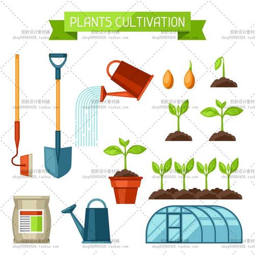 25个eps 植物培育 生命 栽种工具园丁 种子 幼苗矢量图 设计素材