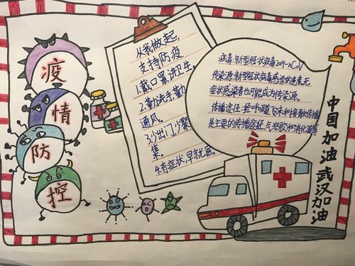 五年级五班用绘画方式来为疫情宣传