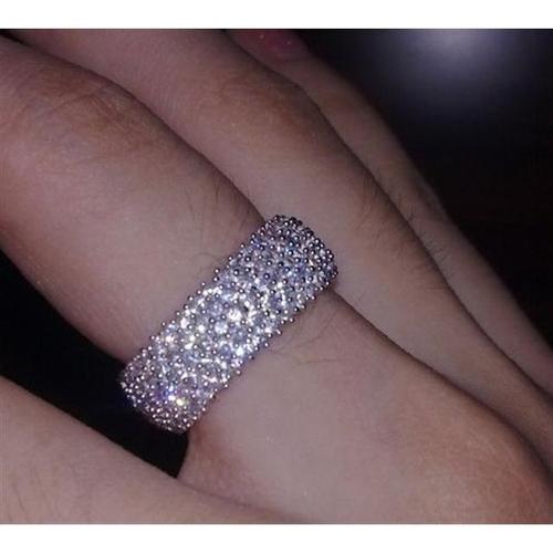 天使的嫁妆925纯银镀白金满钻戒指全身微镶碎钻女戒男