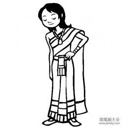 世界民族服饰简笔画 泰国小女孩简笔画图片