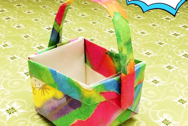 手工制作带提手的纸篮子,折纸教学视频