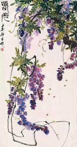 国画大师笔下的紫藤花灿若云霞紫气东来
