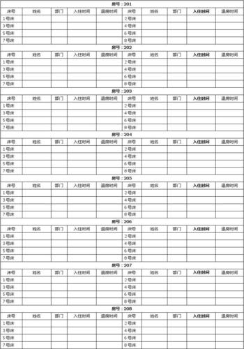宿舍人员登记表