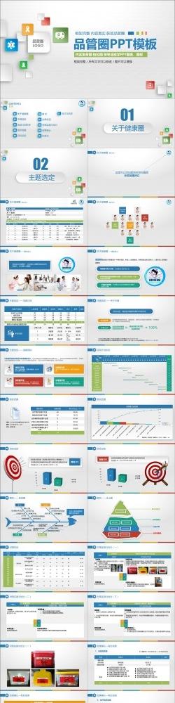 时尚微粒体品管圈ppt模板 框架完整 内容真实