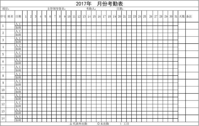 2017年考勤表