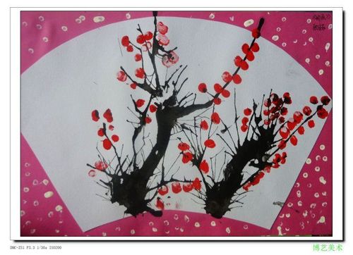 暑假大二班吹画《梅花》