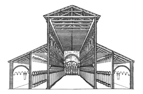 意大利罗马的老圣彼得教堂剖面图