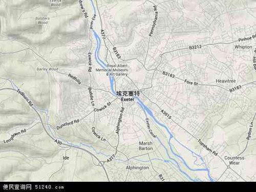 英国英格兰埃克塞特地图(卫星地图)