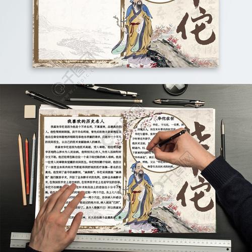 我喜欢的名人华佗水墨画复古手抄报