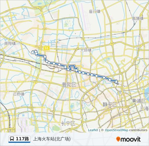 117路路线:日程,站点和地图-上海火车站(北广场)