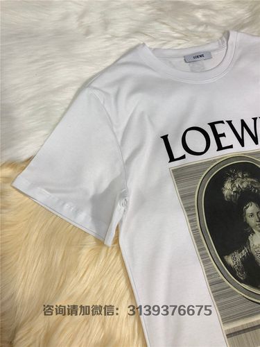 loeve/罗意威 女士白色棉质 loewe 灰色肖像 t恤 短袖