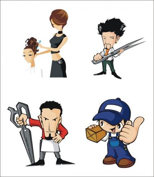 矢量行业人物形象理发师