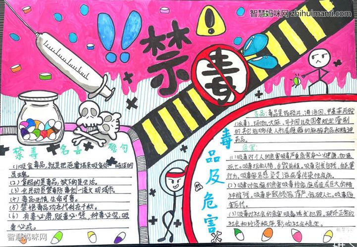 五年级禁毒日手抄报绘画作品