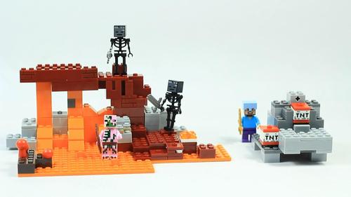 乐高我的世界积木拼装:史蒂夫轰炸地狱堡垒和凋零骷髅