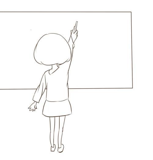 小女孩侧面低头简笔画