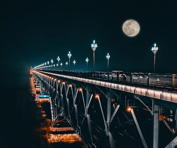 夜晚的南京长江大桥