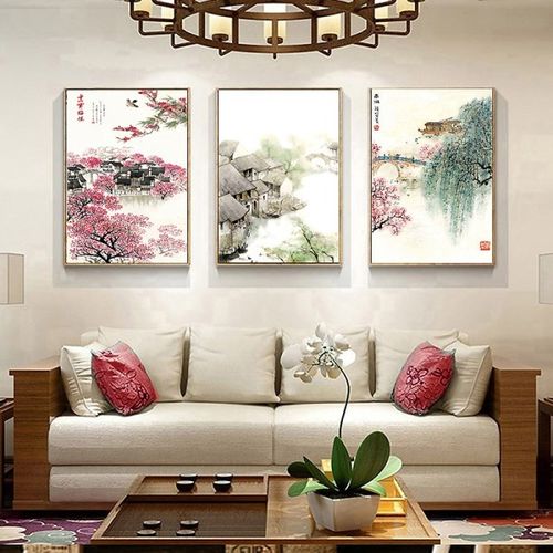 购客新中式客厅装 饰画餐厅沙发背景墙壁画中国风景水墨画素雅禅意挂