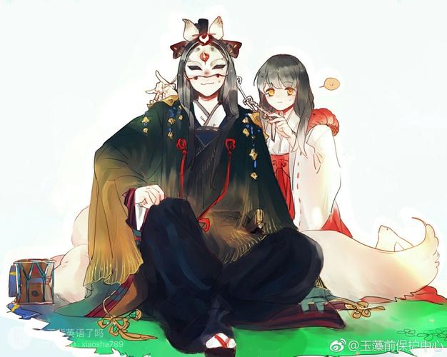 阴阳师玉藻前与巫女唯美同人图
