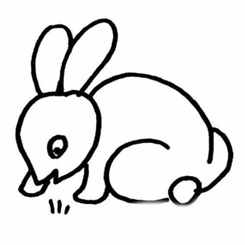 小兔子简笔画画法,儿童动物简笔画教程,怎么画小兔子吃草的简笔画图片