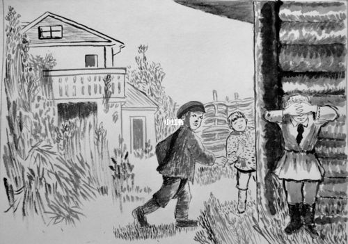 高尔基的《童年》小人书插画060_插画_童年_画画_植树