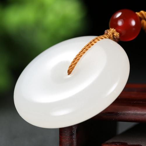 事事平安 一级羊脂玉细腻油润 精品和田玉龙河平安扣挂件18.121克