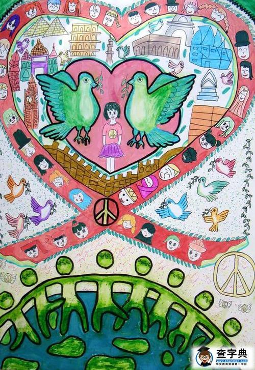 儿童画 水彩画 抗战胜利70周年绘画-和平的希望 2015-11-11