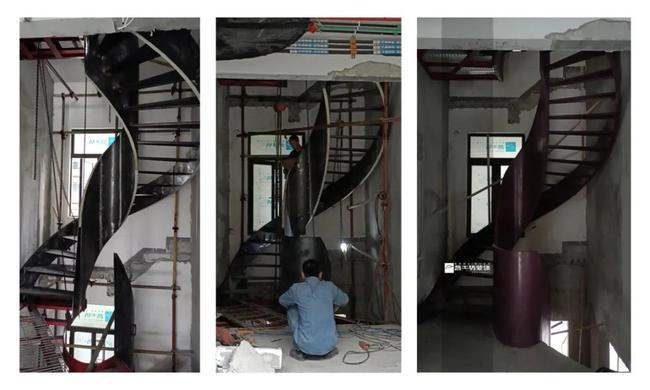 钢结构旋转楼梯施工过程