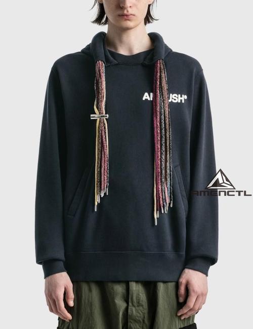 ambush黑色經典款印花流蘇宽松连帽休闲帽衫卫衣男2021新品5月