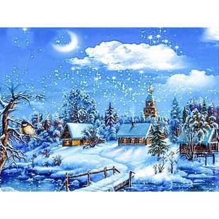 钻石画diy雪景小村庄2.8尖顶圆满钻绣 客厅装饰 新款图片厂家定做