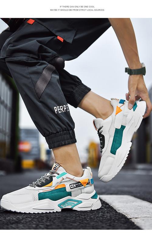 潮男穿搭系带男鞋撞色拼接老爹鞋欧美街拍男士休闲