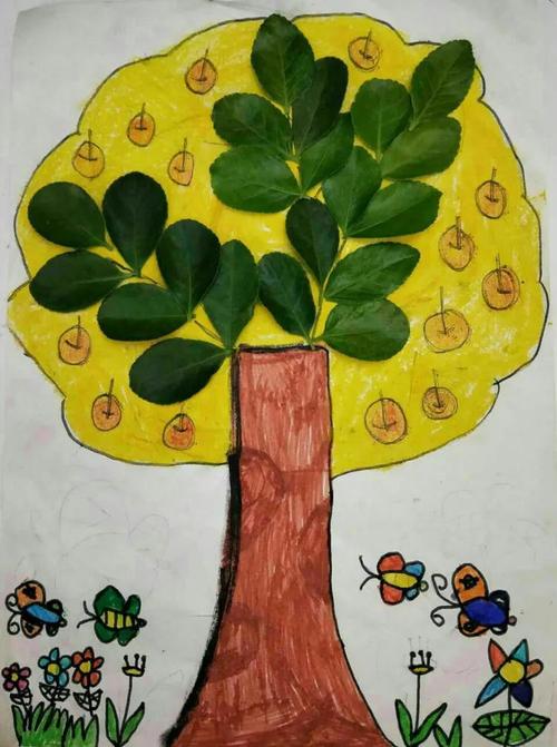 秋天的树叶 大班树叶粘贴画