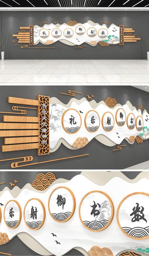 传统和谐校园文化长廊班级教室学校礼的文化墙设计