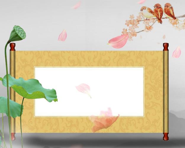 画卷与花朵psd素材