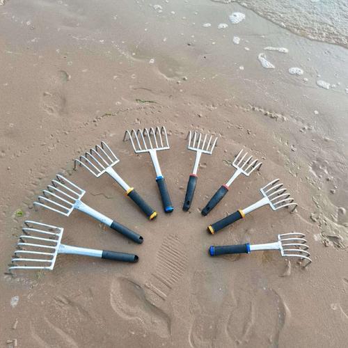 挖蛤不锈钢赶海挖蛤蜊耙子挖蛏蚬子生蚝沙滩拾贝刨花生多 不锈钢防滑