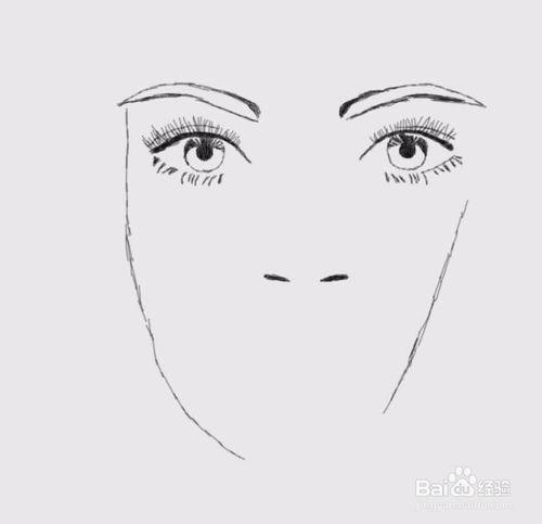 1 先画出两个月牙形作为美女的两个眉毛,如图所示; 2 在眉毛的下面画