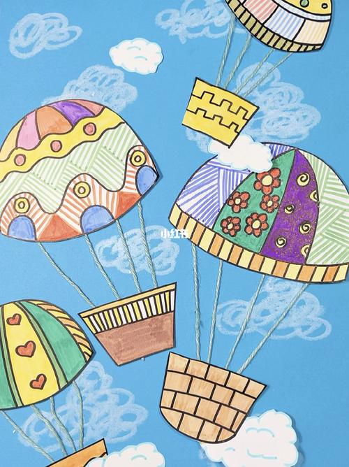 《热气球》7-10岁_创意美术_热气球_才艺_儿童画_水彩