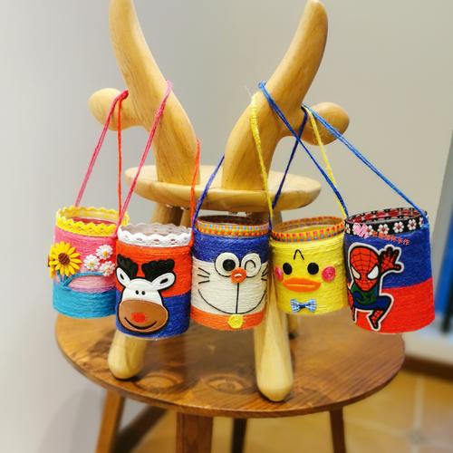 成品奶粉罐可乐瓶变废为宝手工制作创意塑料花盆挂件学校作品装饰