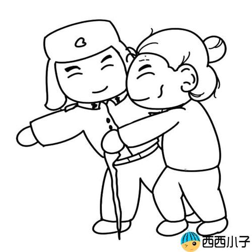 雷锋帮助人简笔画卡通图片
