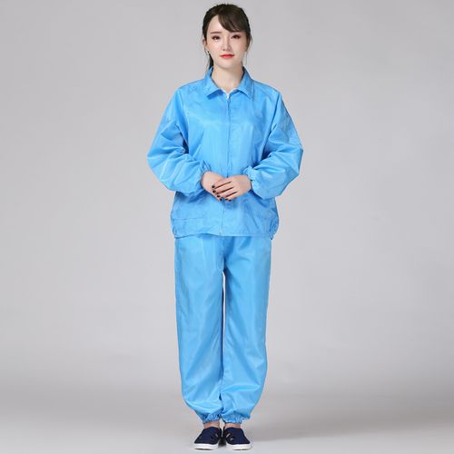 无尘服无尘服连体防尘服分体静电衣服工作服重复使用食品厂白蓝色视频