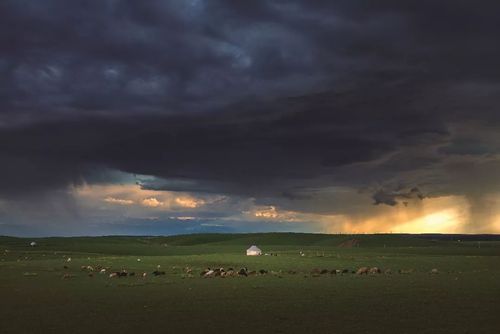 组图| 美翻啦!昭苏草原 雨后出现乌云约会彩虹奇景!