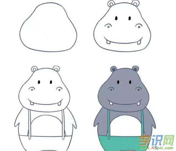 简易动物画法河马