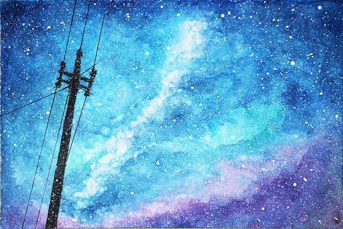 星空水彩画的简笔画 简笔画图片大全-蒲城教育文学网