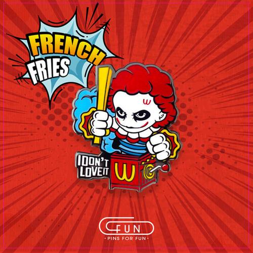 原创dc小丑希斯莱杰joker胸针恶搞麦当劳金属徽章