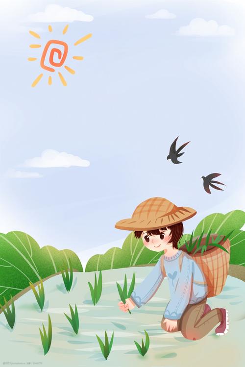 春分节气 清新 可爱 播种 田地 植物 春天 春季