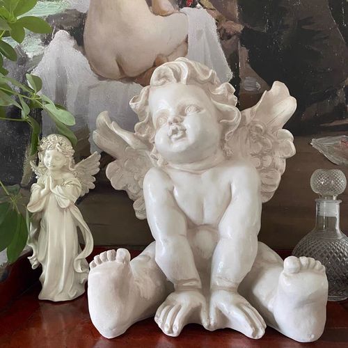 胖天使欧式法式轻奢复古做旧树脂头像雕像塑像家居